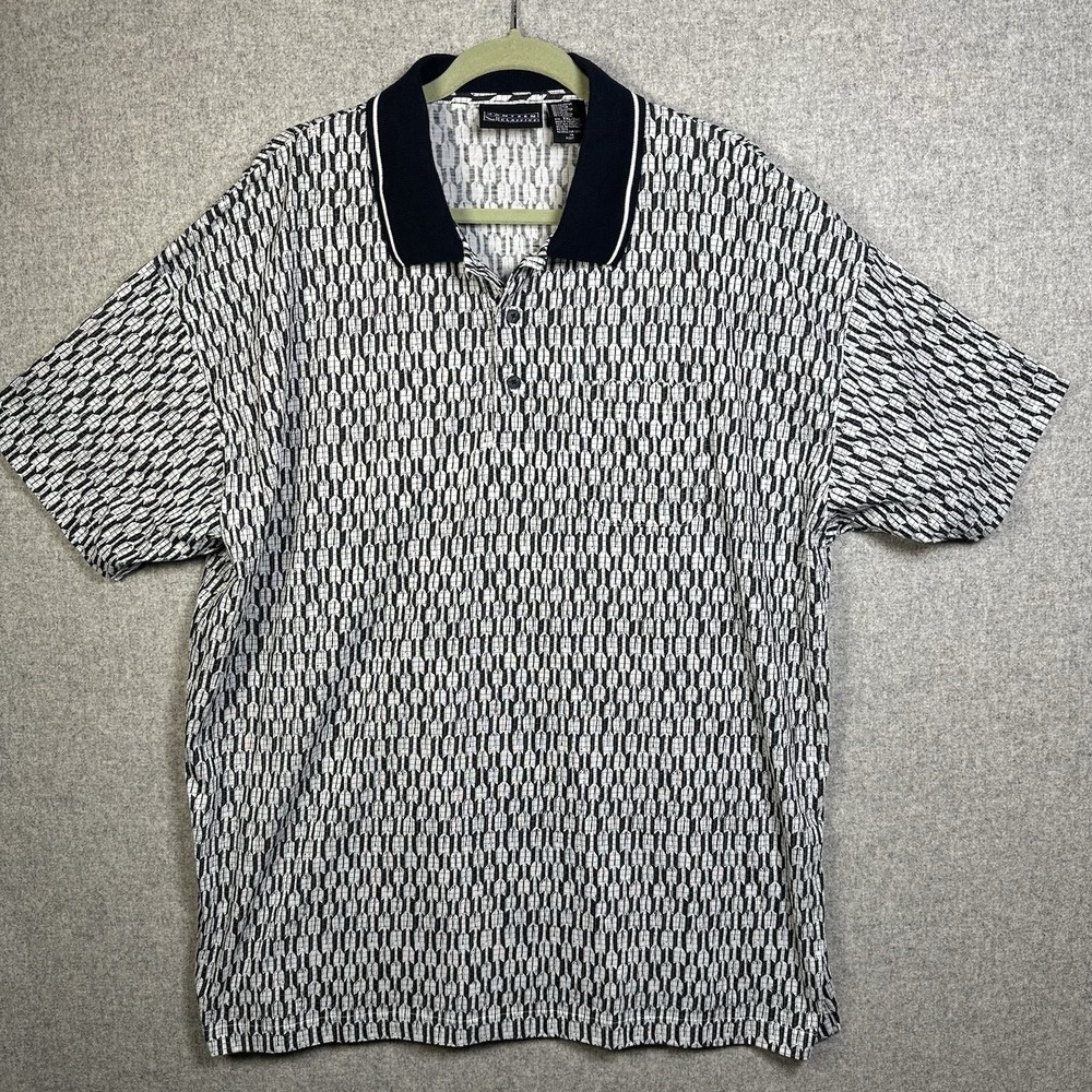 Vintage‎ Jantzen Classics Polo Shirt Mens XXL Black White Collared Golf